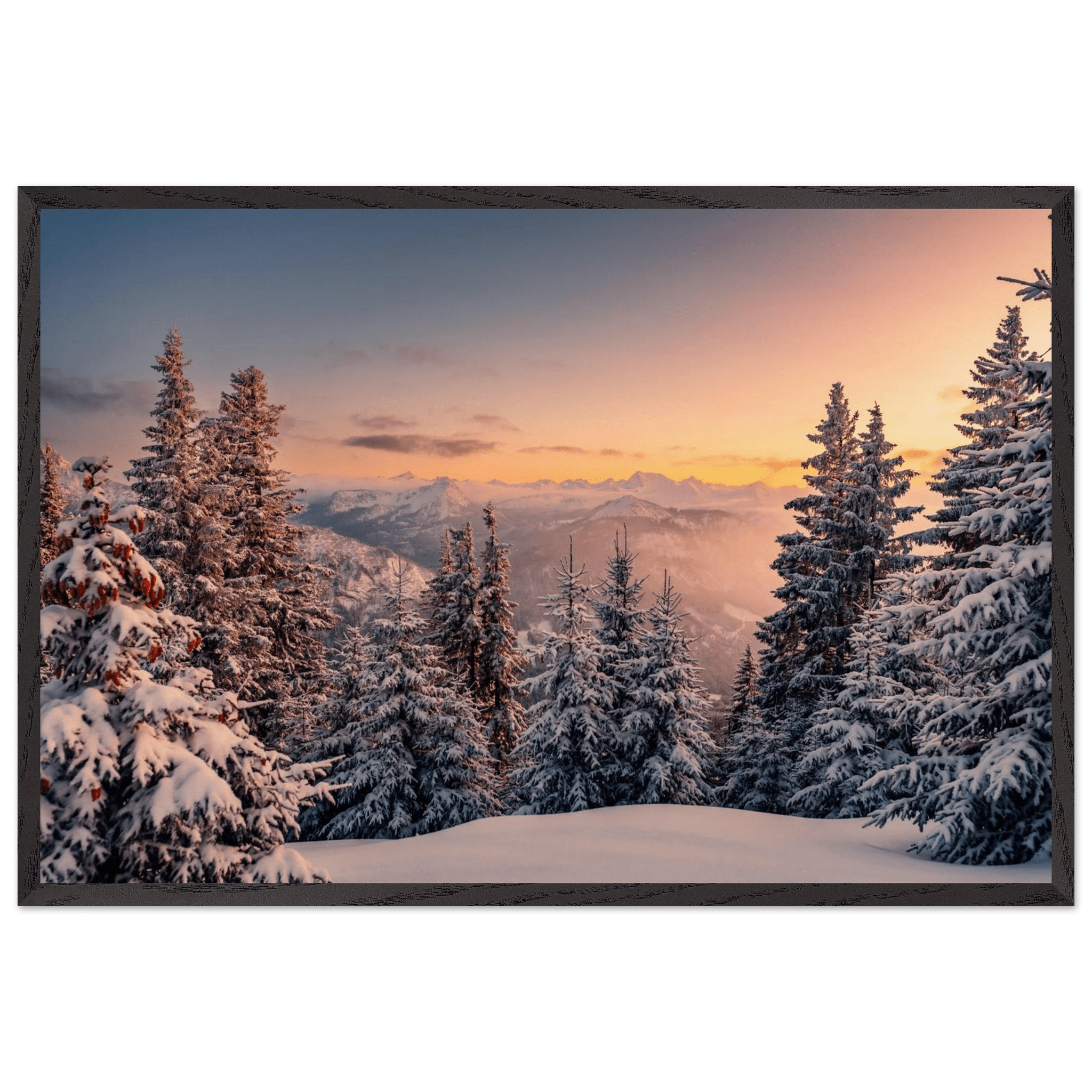 Das Allgäu im Winterkleid - Premium - Poster aus mattem Papier in Museumsqualität mit Holzrahmen - Chris - Frumolt - Shop