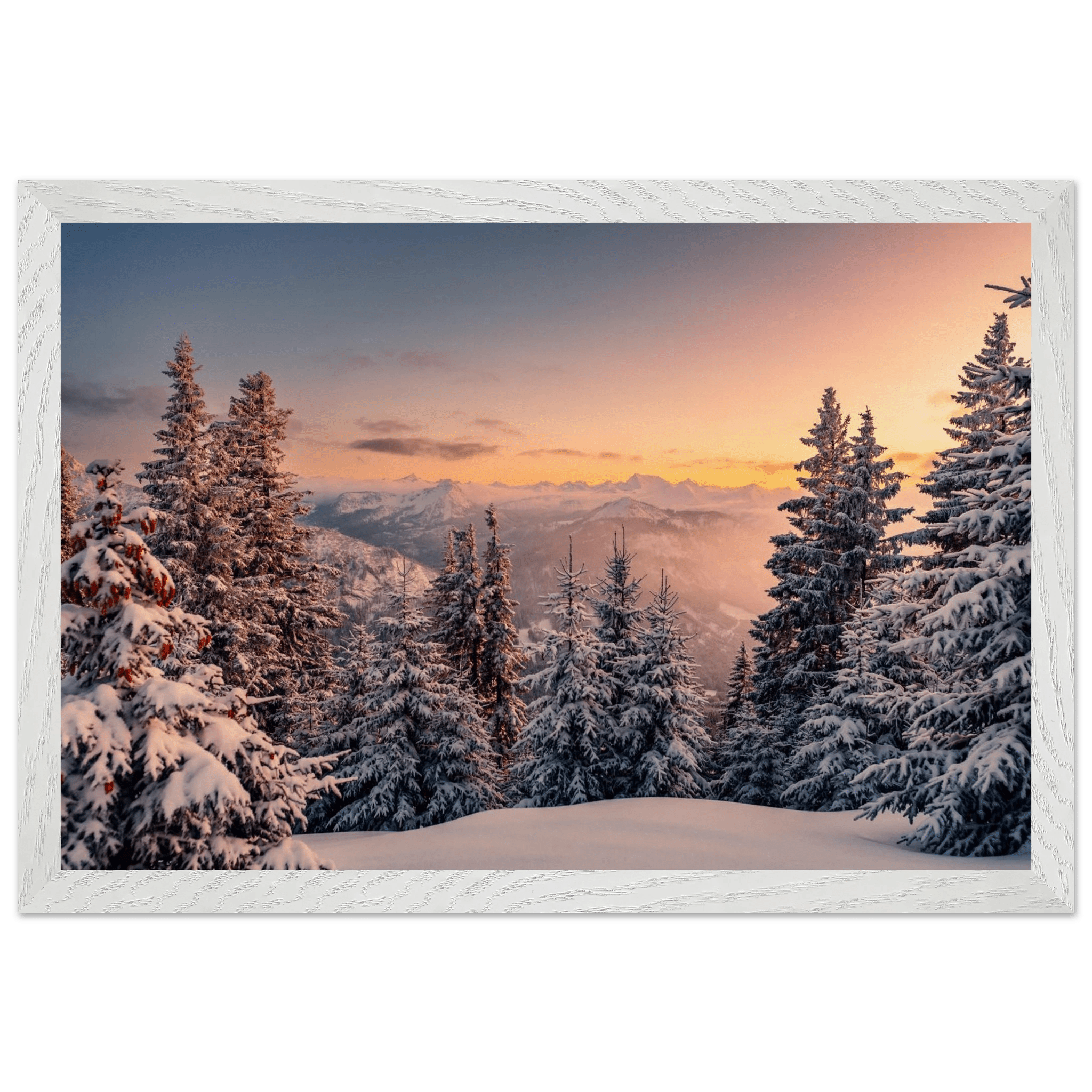 Das Allgäu im Winterkleid - Premium - Poster aus mattem Papier in Museumsqualität mit Holzrahmen - Chris - Frumolt - Shop