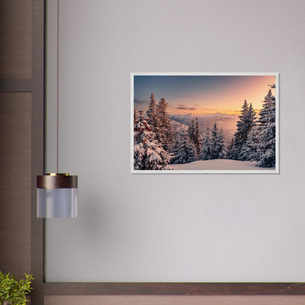 Das Allgäu im Winterkleid - Premium - Poster aus mattem Papier in Museumsqualität mit Holzrahmen - Chris - Frumolt - Shop