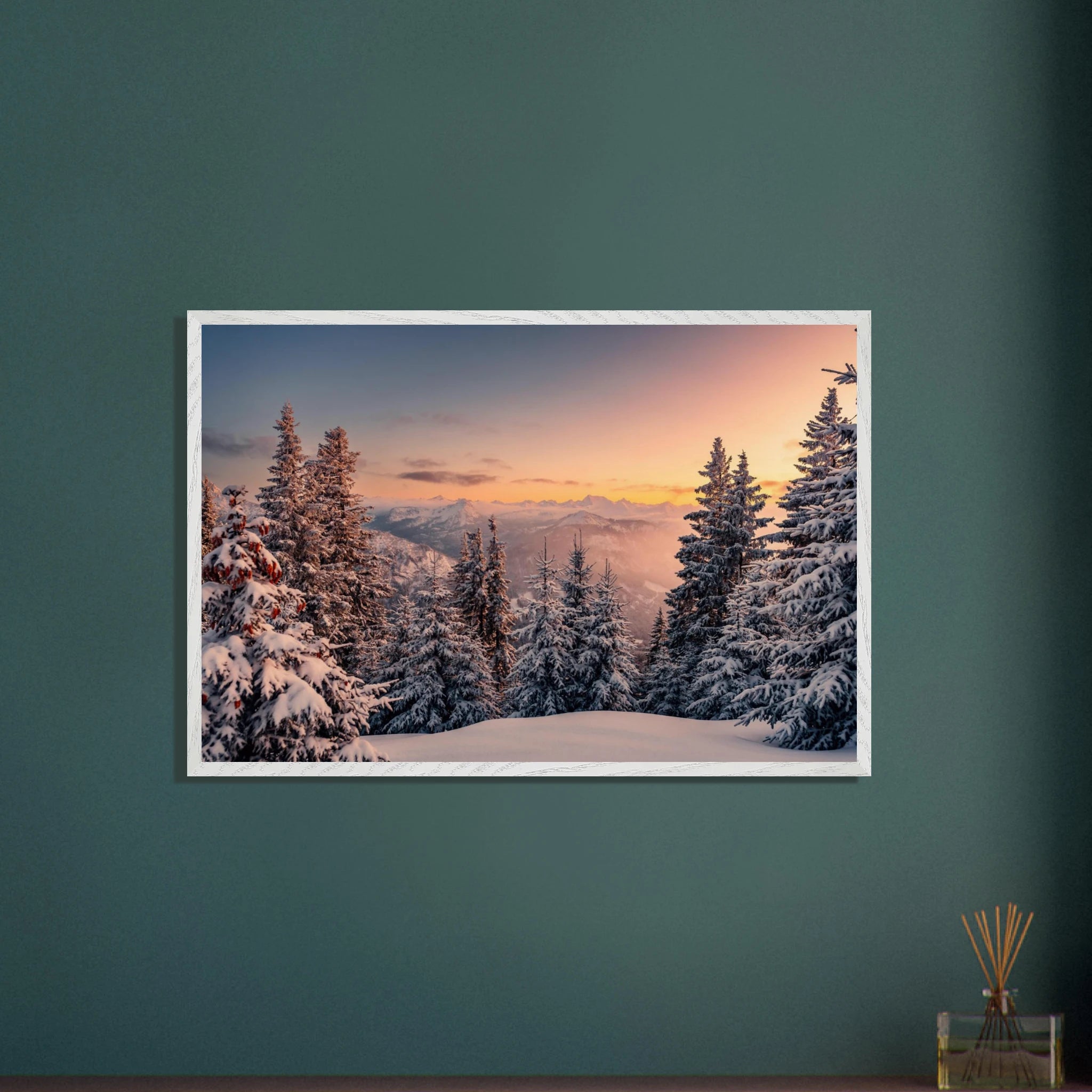Das Allgäu im Winterkleid - Premium - Poster aus mattem Papier in Museumsqualität mit Holzrahmen - Chris - Frumolt - Shop
