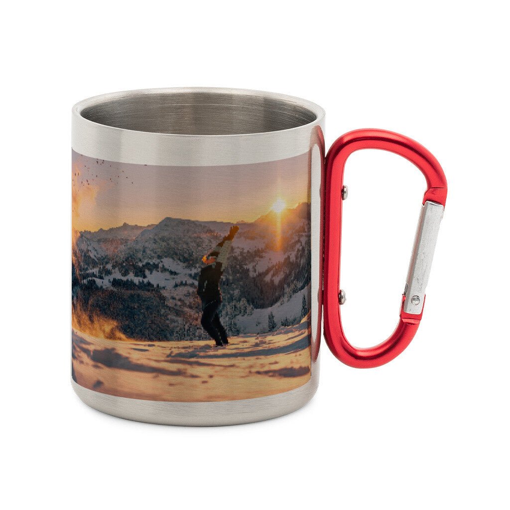 Edelstahl - Tasse mit Karabiner (Motiv: Frozen Morning) - Chris - Frumolt - Shop
