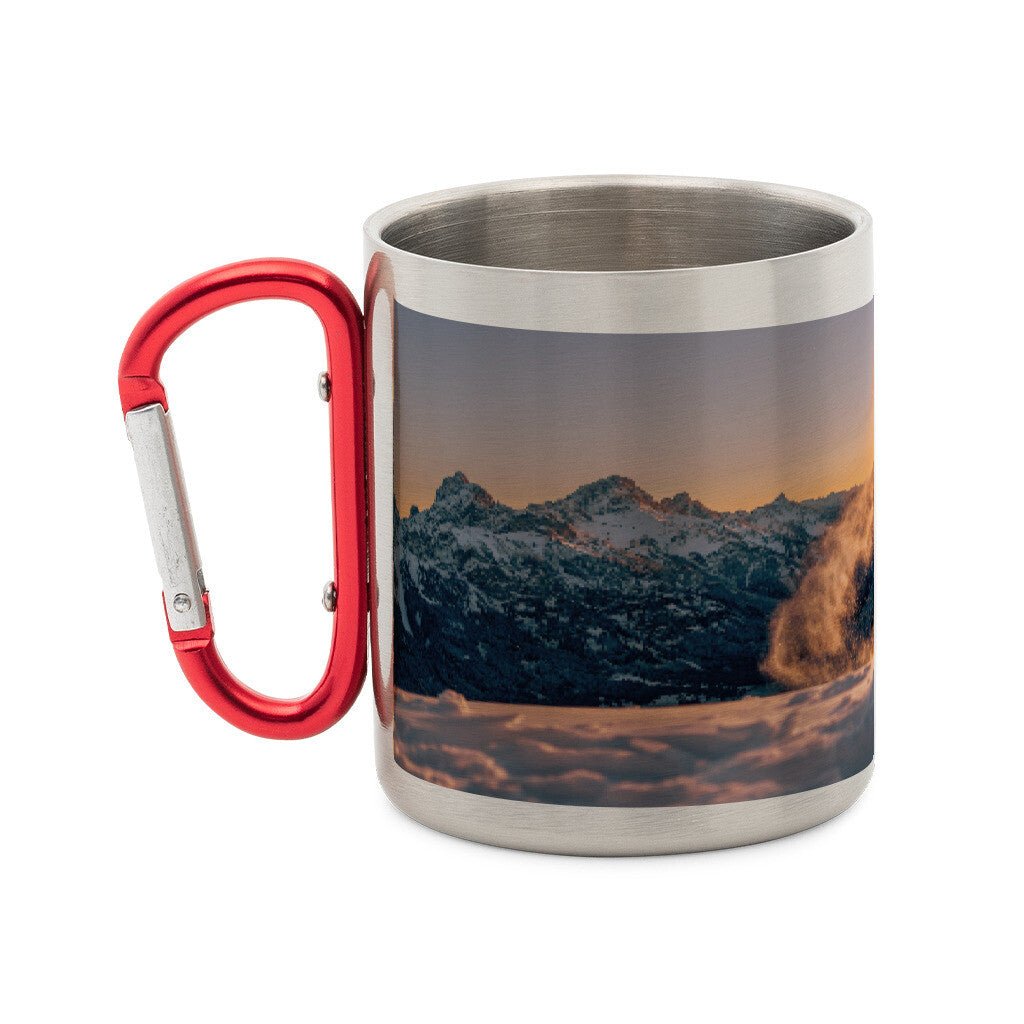Edelstahl - Tasse mit Karabiner (Motiv: Frozen Morning) - Chris - Frumolt - Shop