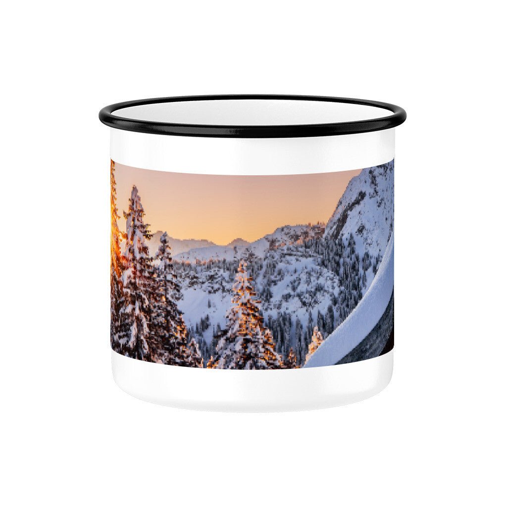 Emaille Tasse "Sonnenaufgang Tegelber im Allgäu" - Chris - Frumolt - Shop