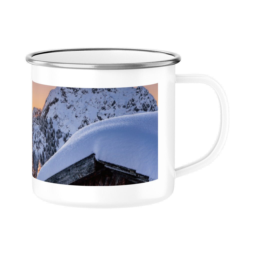 Emaille Tasse "Sonnenaufgang Tegelber im Allgäu" - Chris - Frumolt - Shop