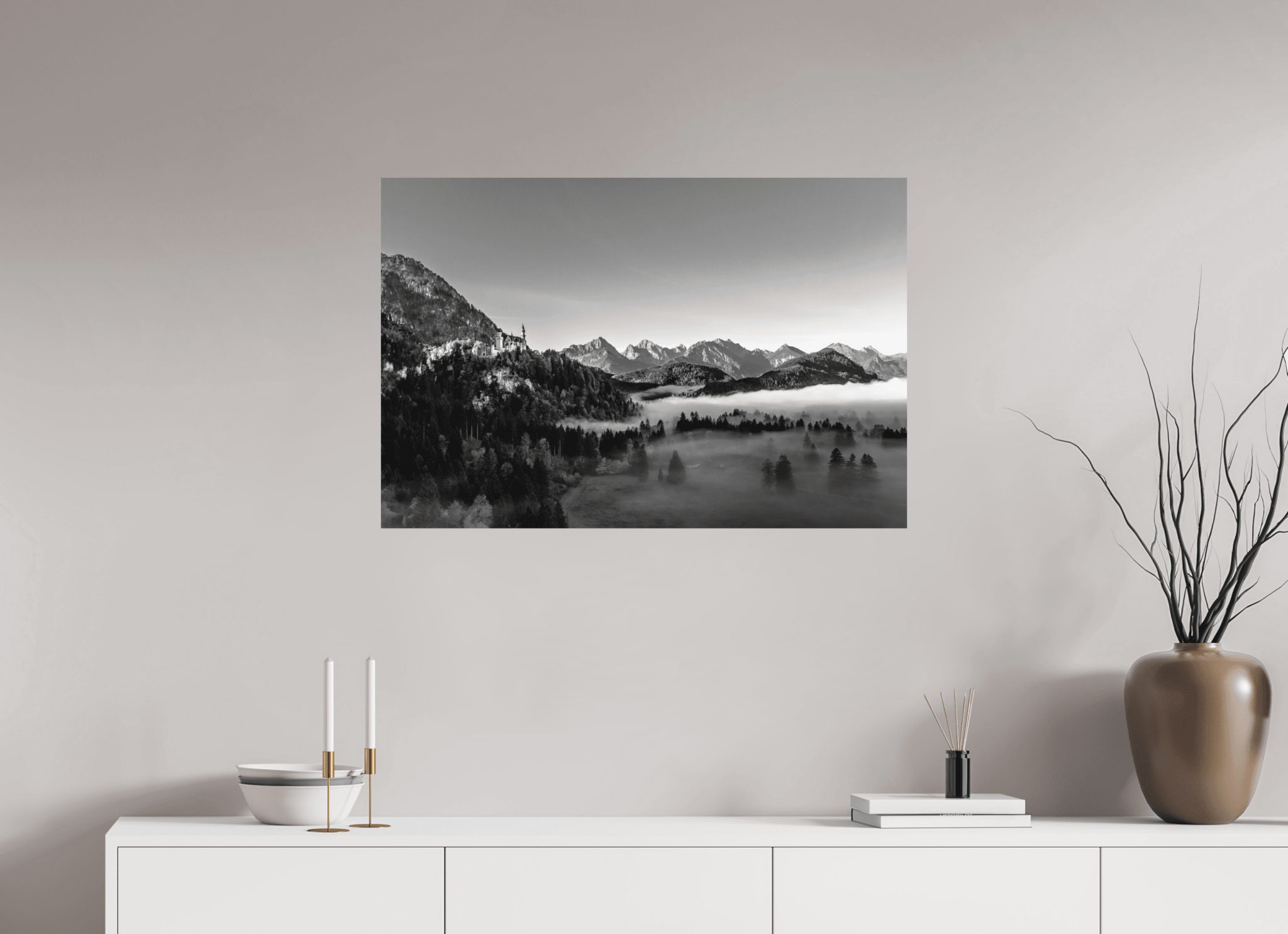 Schloss Neuschwanstein Schwarz Weiß - Chris - Frumolt - Shop