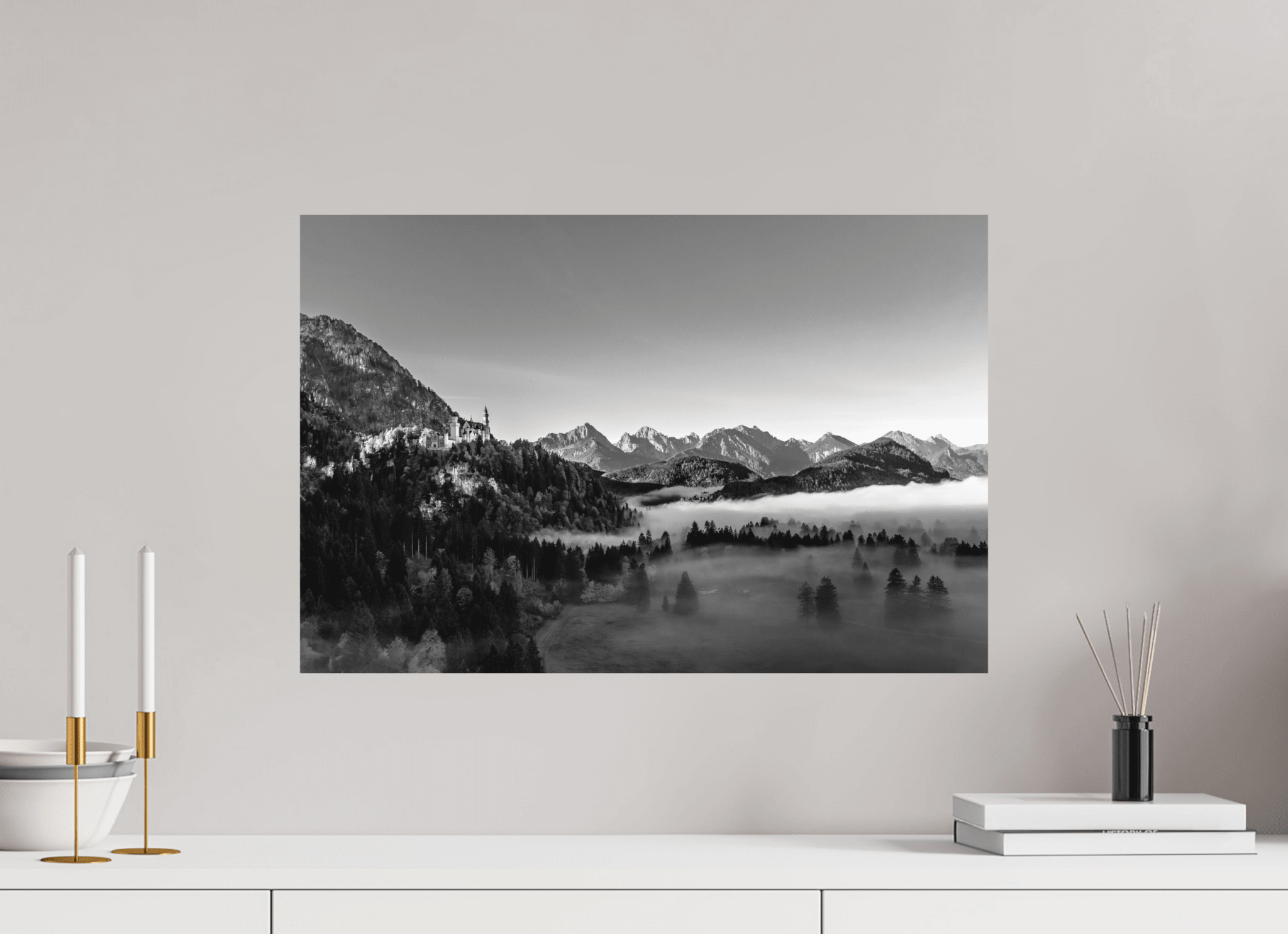 Schloss Neuschwanstein Schwarz Weiß - Chris - Frumolt - Shop