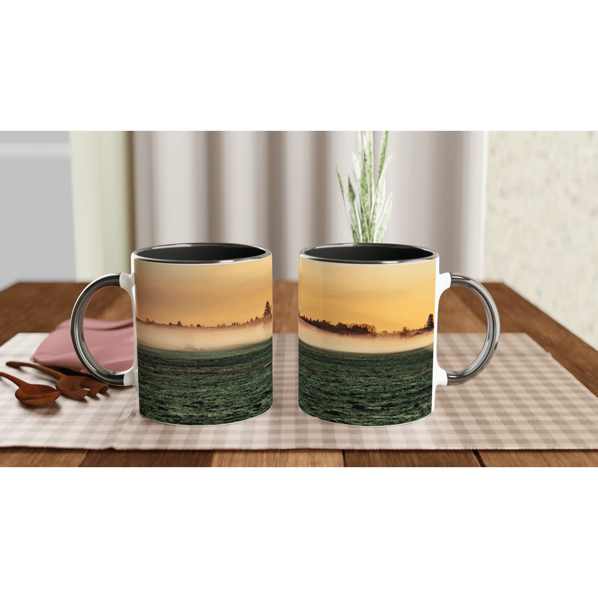 Sonnenaufgang im Allgäu (Buching) " 325ml mit Farbe an der Innenseite Keramikschwarz - Chris - Frumolt - Shop