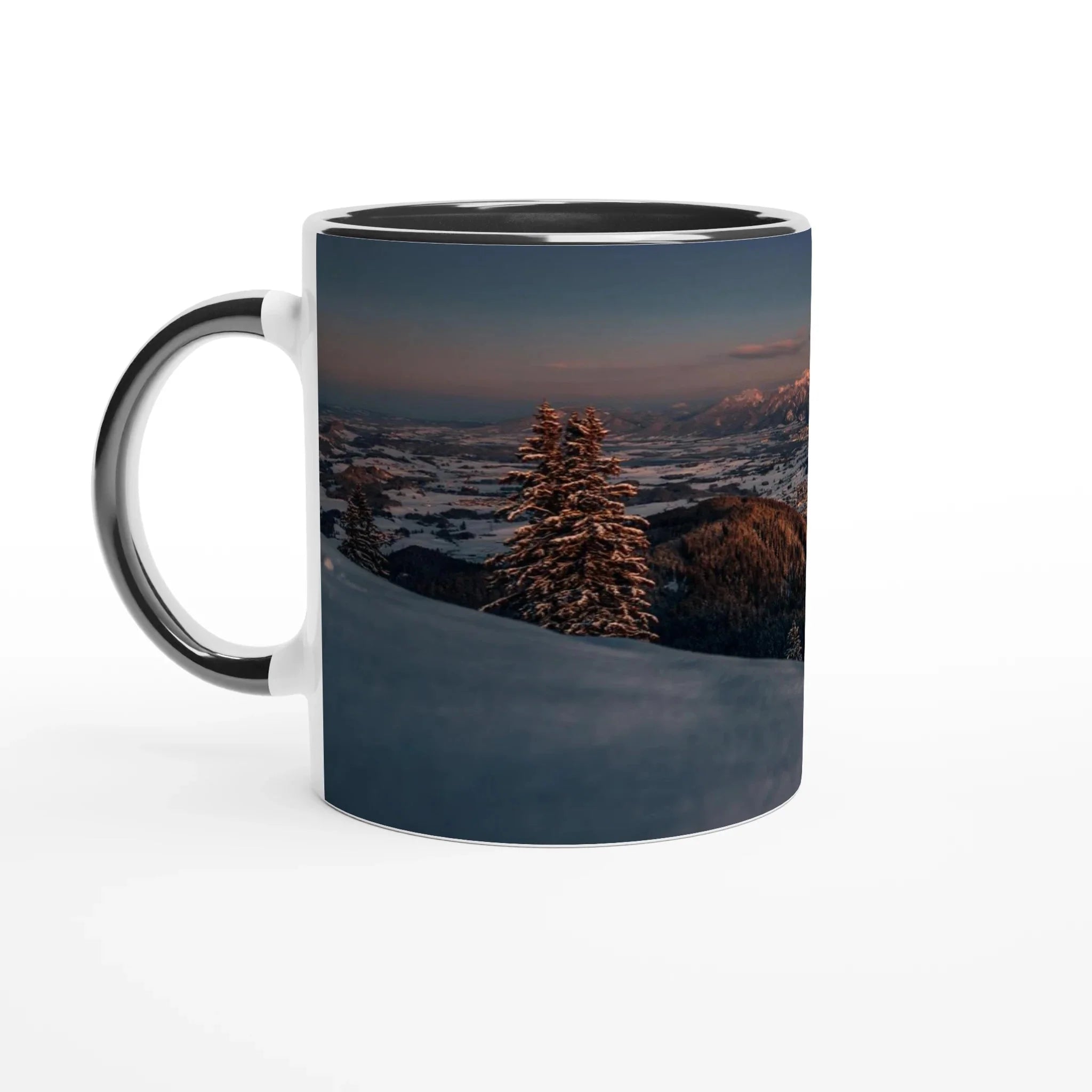 Tasse "Allgäu Winter Wunder Land" 325ml mit Farbe an der Innenseite Keramikschwarz - Chris - Frumolt - Shop