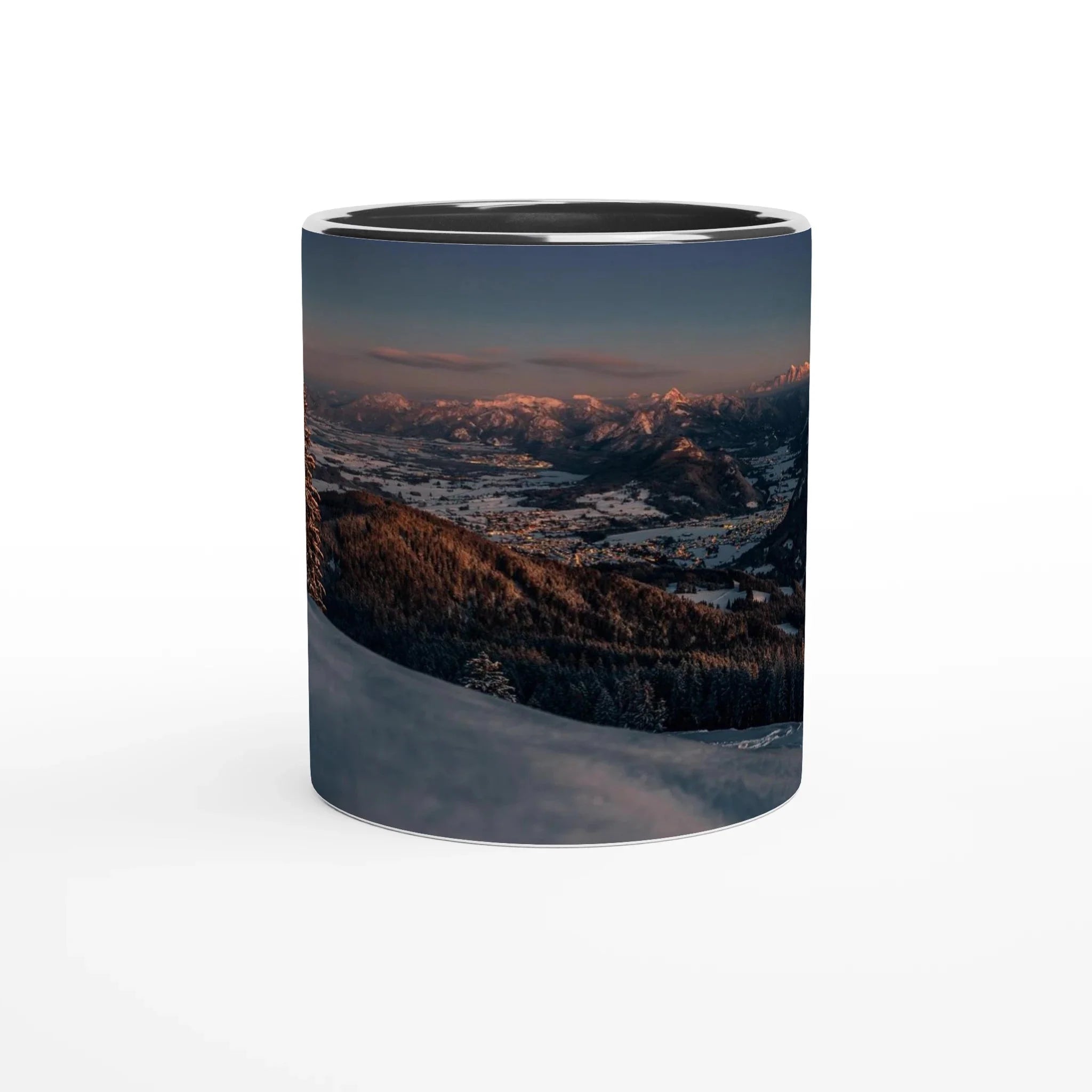 Tasse "Allgäu Winter Wunder Land" 325ml mit Farbe an der Innenseite Keramikschwarz - Chris - Frumolt - Shop