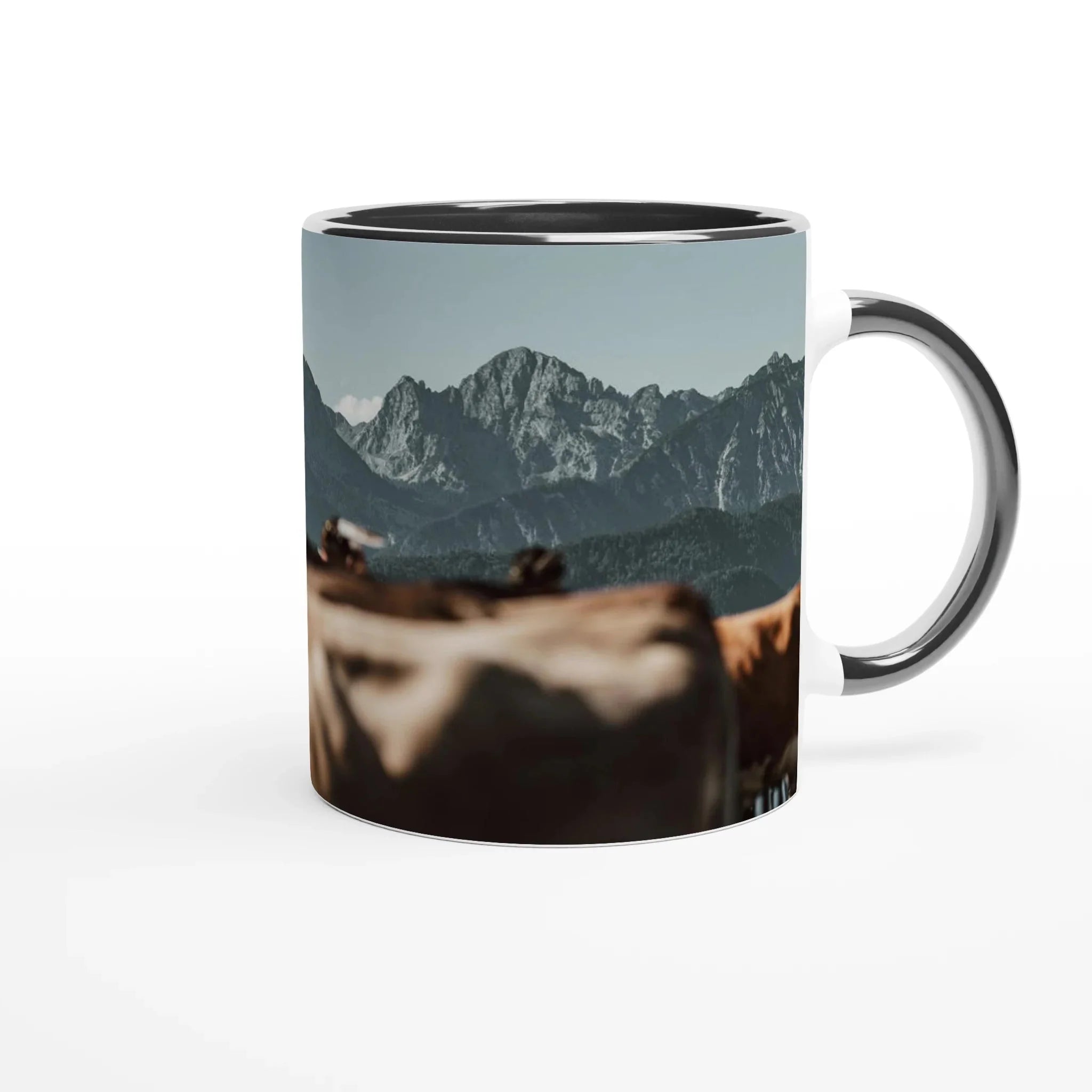 Tasse "Viehmarkt Buching 2025" 325ml mit Farbe an der Innenseite Keramikschwarz - Chris - Frumolt - Shop