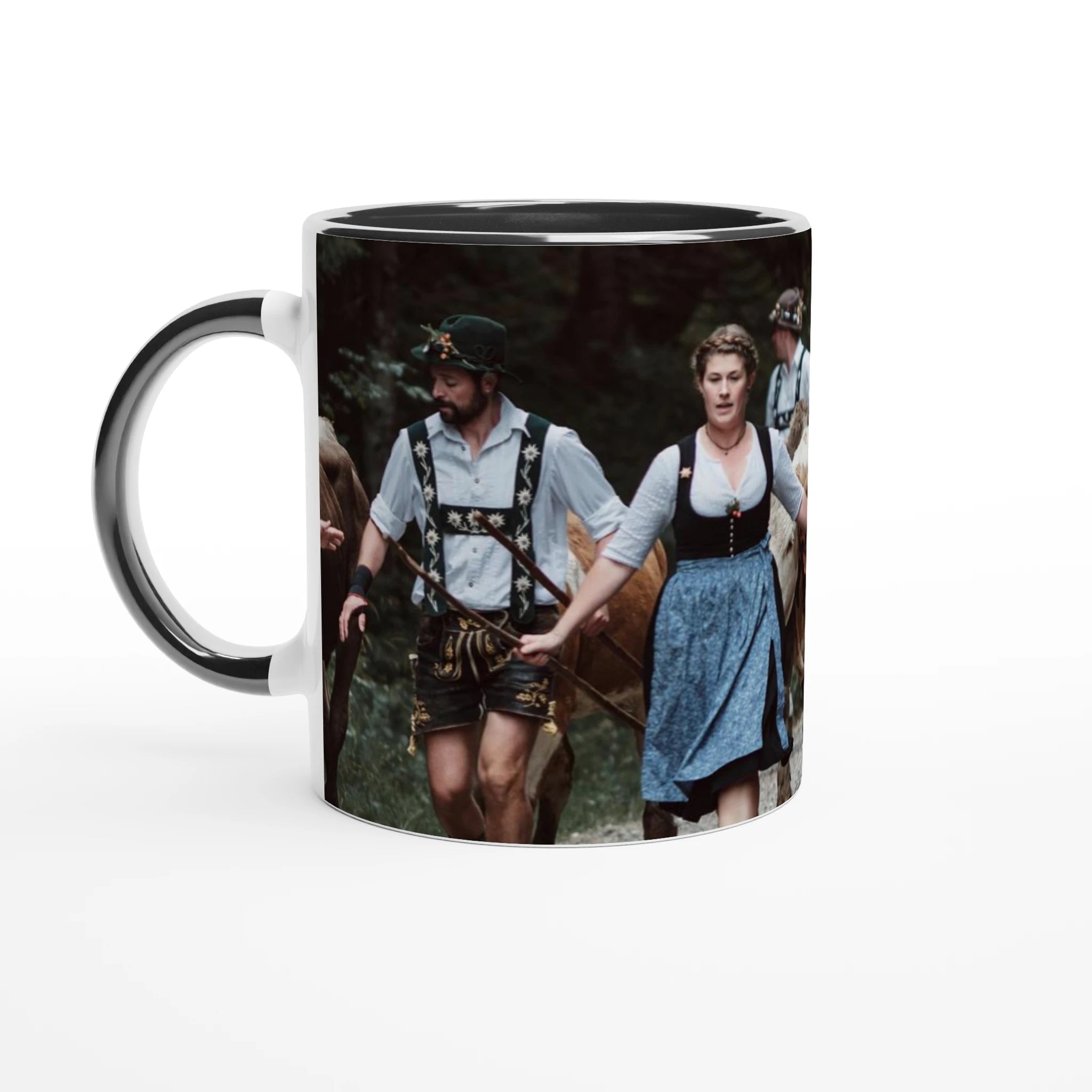 Tasse "Viehscheid Nesselwang 2025" 325ml mit Farbe an der Innenseite Keramikschwarz - Chris - Frumolt - Shop