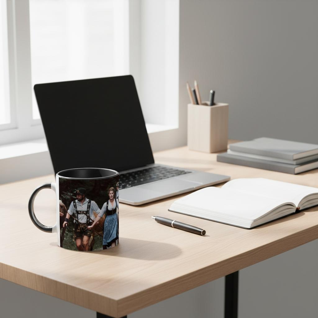 Tasse "Viehscheid Nesselwang 2025" 325ml mit Farbe an der Innenseite Keramikschwarz - Chris - Frumolt - Shop