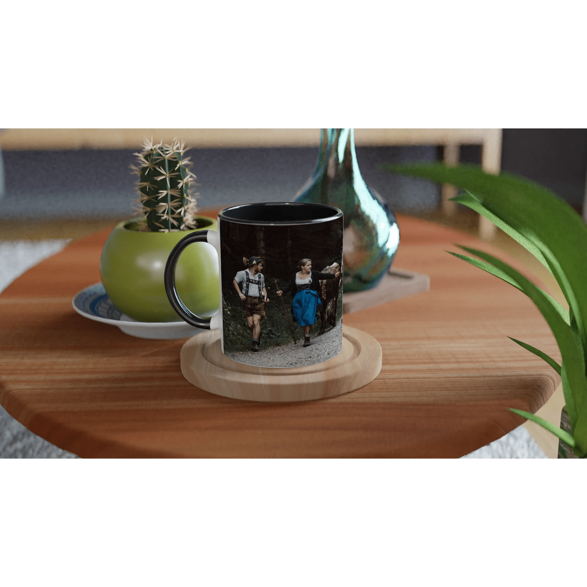 Tasse "Viehscheid Nesselwang II 2025" 325ml mit Farbe an der Innenseite Keramikschwarz - Chris - Frumolt - Shop