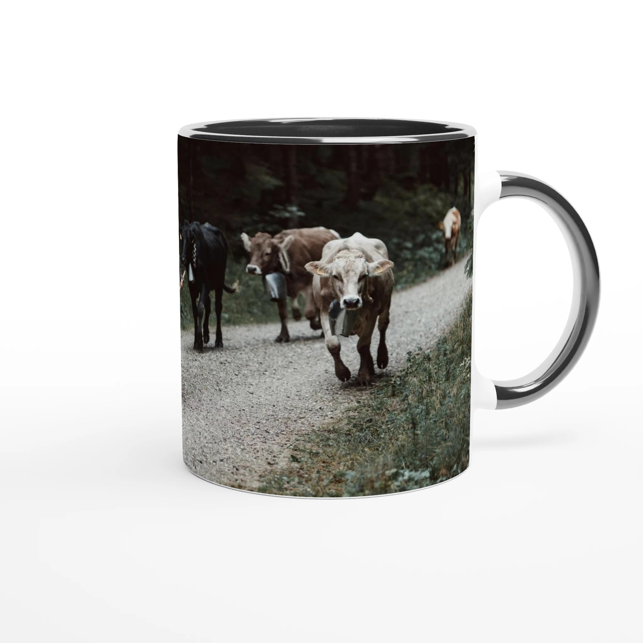 Tasse "Viehscheid Nesselwang XII 2025" 325ml mit Farbe an der Innenseite Keramikschwarz - Chris - Frumolt - Shop