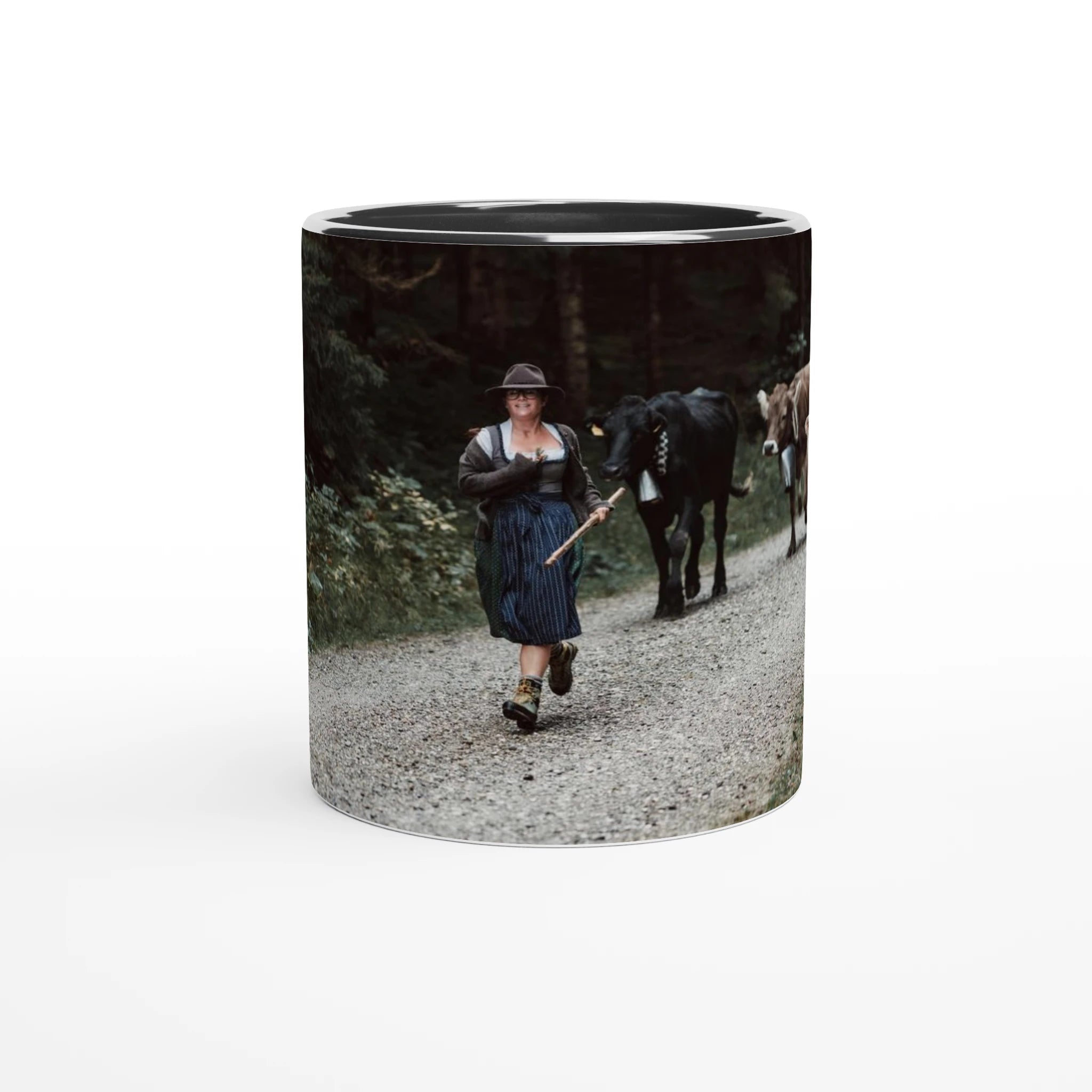 Tasse "Viehscheid Nesselwang XII 2025" 325ml mit Farbe an der Innenseite Keramikschwarz - Chris - Frumolt - Shop