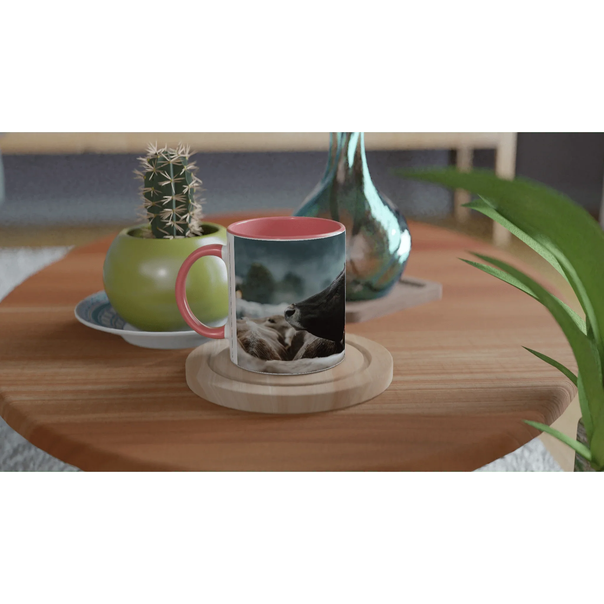 Weiße Keramiktasse 11oz mit Farbe an der Innenseite Keramikrosa - Chris - Frumolt - Shop