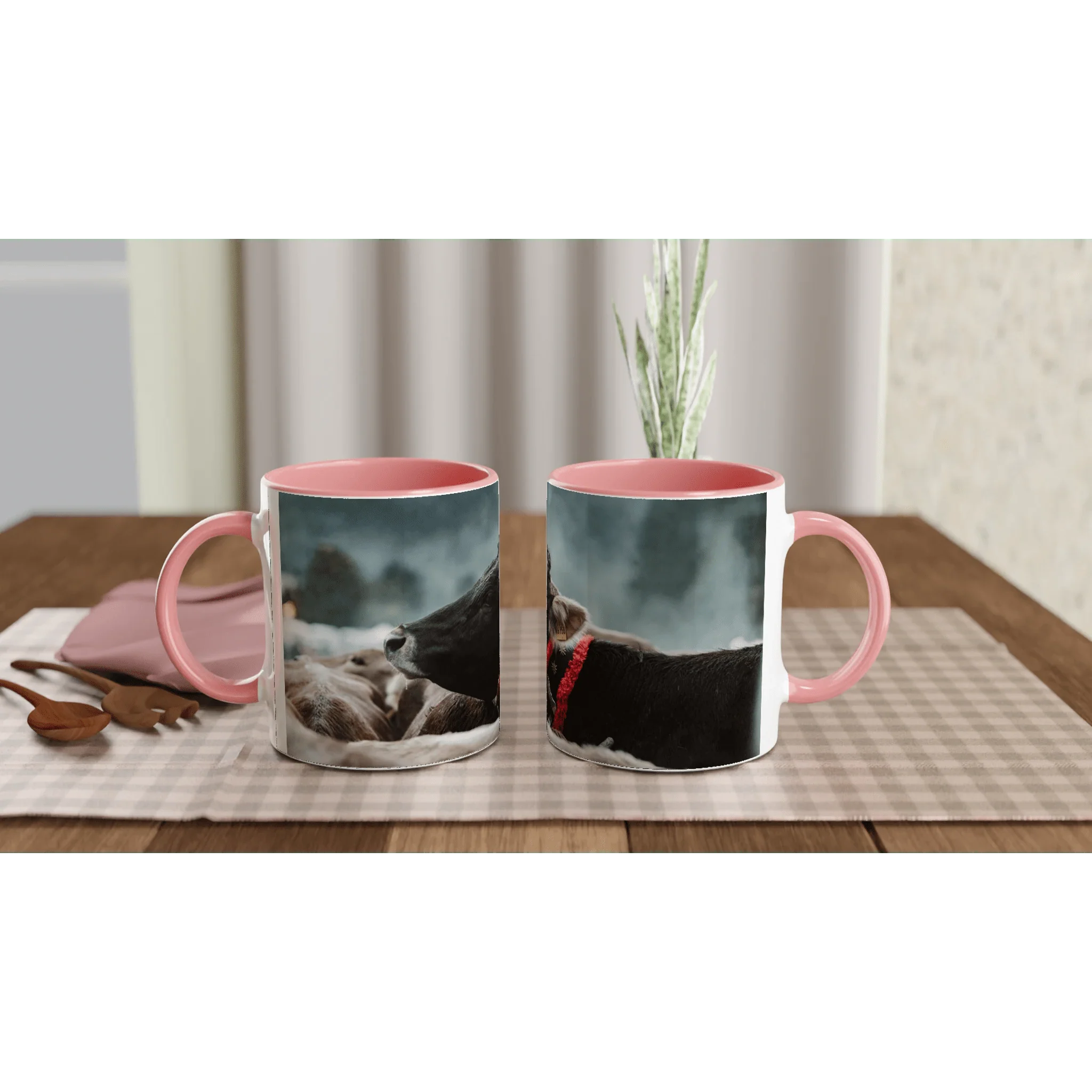 Weiße Keramiktasse 11oz mit Farbe an der Innenseite Keramikrosa - Chris - Frumolt - Shop